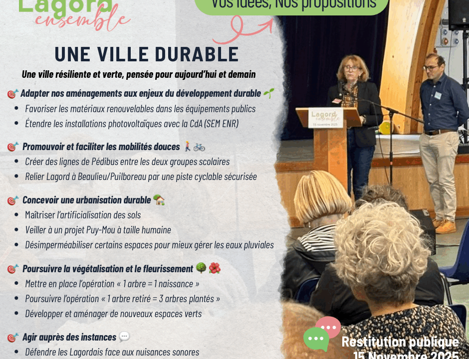 Vos idées, nos propositions pour une ville Durable 🌱