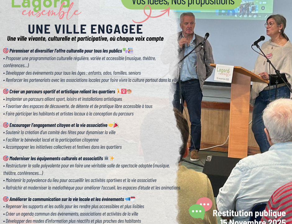 Vos idées, nos propositions pour une ville engagée 🎭